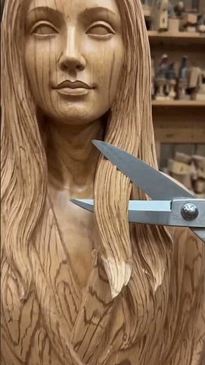 Wooden Girl Haircut with Scissors ASMR ✂️ Satisfying Trim!