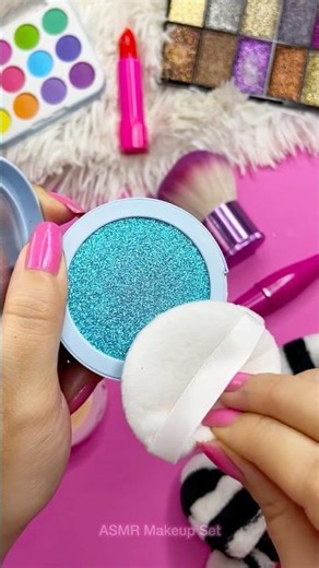 ASMR Satisfying with Unboxing & Review Makeup set kit Pink Sounds Video makeup organization blue