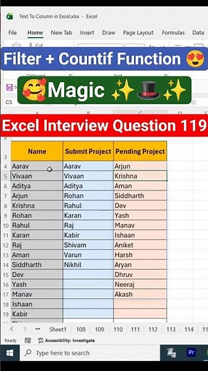 Excel Interview Question 119 💕 | Filter Function in Excel 🥰 | Countif Function in Excel 😂 #shorts
