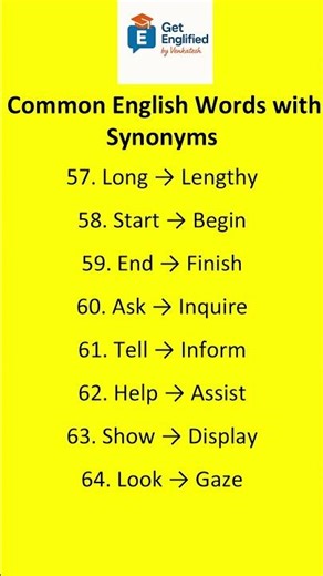 8 Common Words & Their Synonyms – Part 8