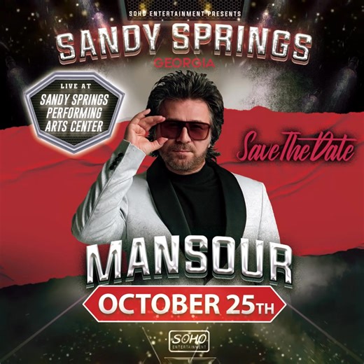GEORGIA 🔥 See Mansour Live in Concert! 🎤 Saturday, October 25th, 2025 at Sandy Springs Performing Arts Center | Tickets are on sale now: www.sandyspringspac.com/events/detail/mansour-live-in-concert | Mansour
