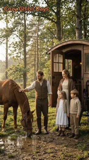 Rainy Caravan Journey in 1830s | Cozy Rain ASMR & Historical Family Life 🌧️🐴 #shorts #ghibli