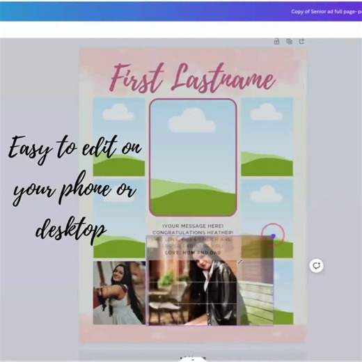 Full Page Senior Yearbook Ad Editable Canva Template: 8.5" X 11" Photo Collage (digital Download) - Etsy