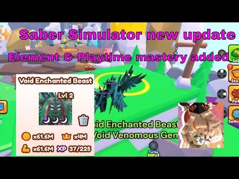 ✨ Saber Simulator new update, Element & Playtime mastery added, New Class (Icarus)new codes and pets