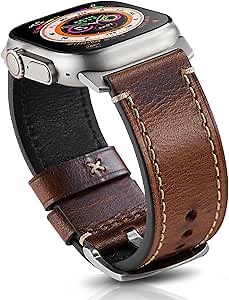 Gitalian Leather Band Compatible with Apple Watch Ultra3/2/1 Band 49mm 46mm 45mm 44mm 42mm for Men, Genuine Leather Replacement Strap for iWatch Series 10 9 8 7 6 5 SE2, Oil Brown