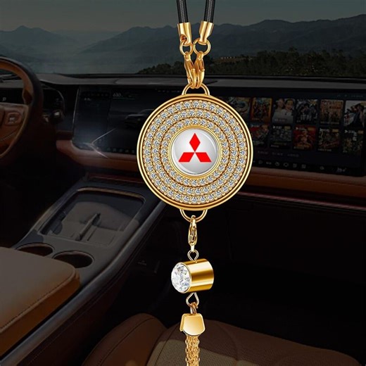 Mitsubishi Car Interior Accessories Luxury Gold Alloy Rhinestone Rearview Mirror Pendant - Etsy