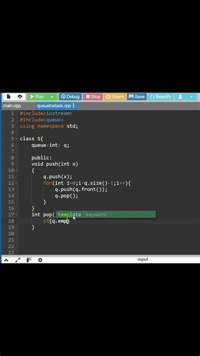 DSA Trick: Stack Using Queue in C++ 🚀 #coding #placementprep #dsa #queue
