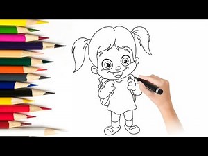 How to Draw a Cute School Girl - Simple Drawing for Kids