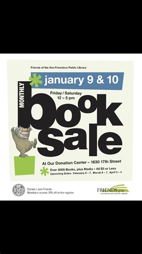 Friends of the San Francisco Public Library on Instagram: "Monthly book sale this weekend at our donation center 1630 17th St. Friday & Saturday, 12-5 #bookstagram"