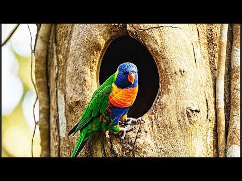 Aggressive Bird Sounds: Scarlet Macaw Defends Against Monitor Lizard #ScarletMacaw