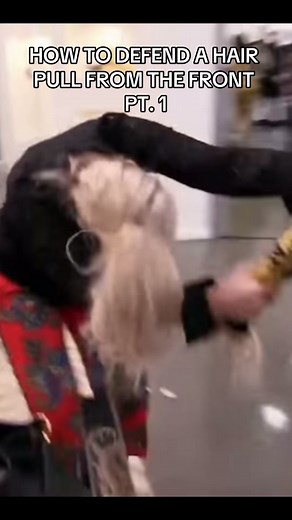 Pt. 1 - Using a Standing Arm Bar to defend a hair pull from the front. We will demo it with some resisance in Part 2. . #selfdefense #womensselfdefense #safetytips #safety #hairpull #dv #fyp #foryou
