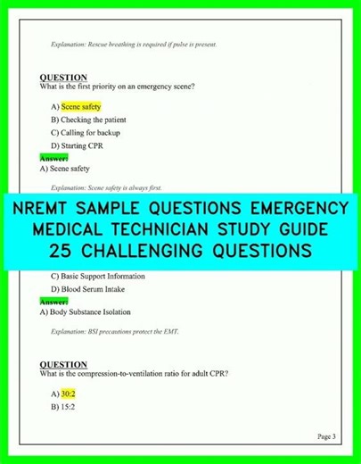 NREMT SAMPLE QUESTIONS EMERGENCY MEDICAL TECHNICIAN STUDY GUIDE 25 CHALLENGING QUESTIONS 2026VIDEO