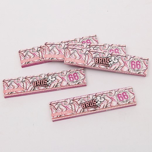 [Hot Item] Bros Pink 66leaves King Slim Size White Paper with Pink Line Smoking Rolling Paper