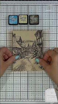 Ink Blended Christmas Village Card ✨