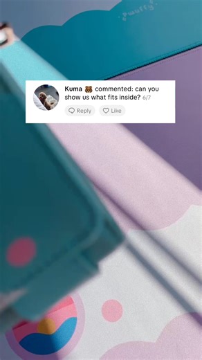 Bubbles the Blueberry Fox Wallet 🩵🫐 An adorable tri-fold wallet with paw clasps that reach around to hold your wallet closed. 🩷 Designed by Pwuffy 🌷 9 x 12 cm folded, 27 x 12 unfolded | Pwuffy