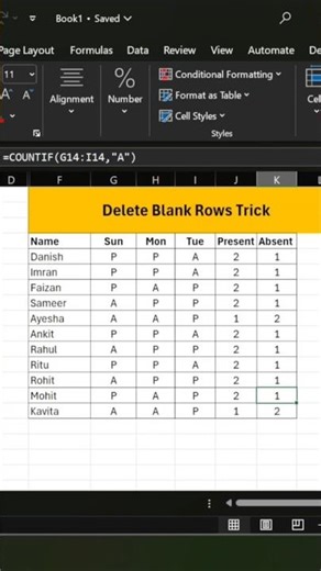 Delete blank Rows in excel Using this Trick..#excel