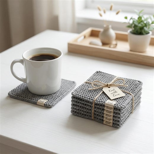 Easy Knitting Pattern Coasters / Knitted Coaster Pattern / Cozy Mug Rug / Beginner Friendly Knit / Minimalist Home Decor / DIY Gift / PDF - Etsy