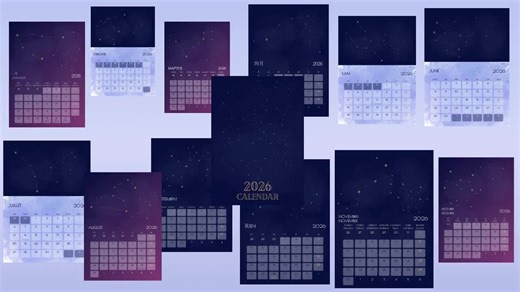 Zodiac Constellations USA Calendar 2026, 12-month Printable Digital - Dusk - Etsy UK