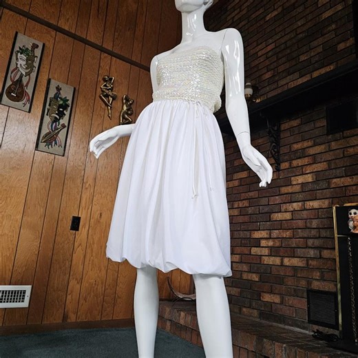 Vintage 70s 80s Disco Glam Strapless Sequin Bubble Skirt Studio 54 Party Dress M/L - Etsy