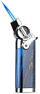 HONEST Single Jet Flame Butane Lighters Refillable Metal Lighters Adjustable Gas Lighter Windproof Gift for Men BBQ Grill Camping (Blue)