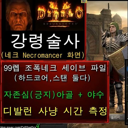 CaSSanDra #Shorts D2R 싱글 99렙 조폭 강령술사 세이브파일 다운로드 및 사냥속도 1분요약 디아블로2 레저렉션 CASS D2ga net