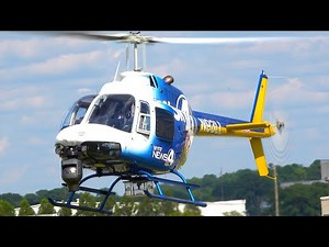 News Helicopters Bell-206B – Landing + Takeoff at the Airport 🛫