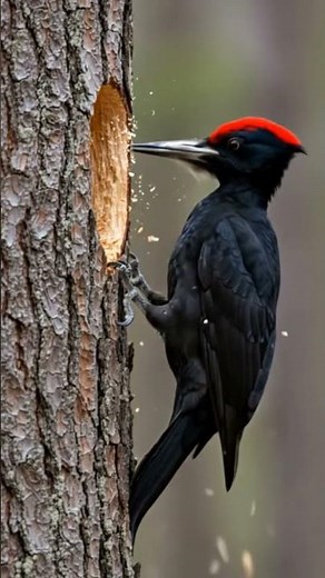 🐦💥 Powerful Woodpecker Pecking Tree | Nature Sounds 🌲🎶 #asmr #birds #woodpecker #trending #tree