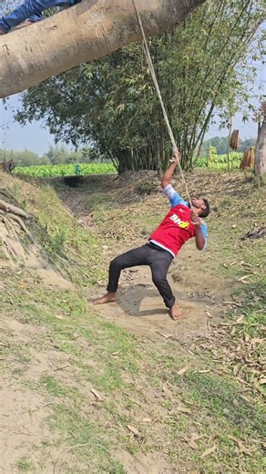 The man is sleeping on a tree branch.#3d #funny