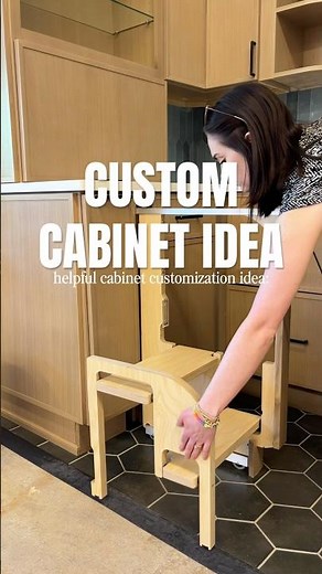 This custom slide-out step stool stays hidden until you need it. Clean look & maximum function!