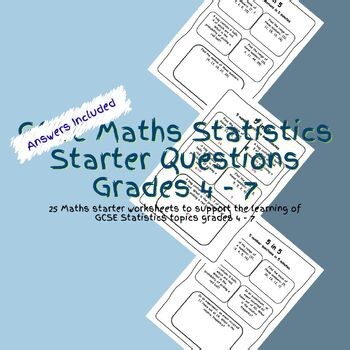 GCSE Maths Statistics Starter Questions Grades 4 - 7