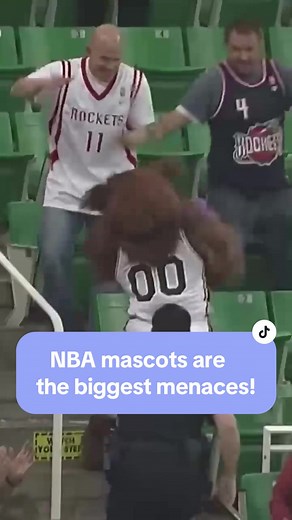 NBA mascots are the biggest menaces! #foryou #fyp #utahjazz #jayz #bulls #bennythebull #nuggets #rockets #mascot #raylewis #popcorn