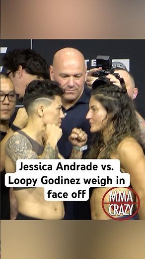 UFC 319: Jessica Andrade vs Loopy Godinez weigh face off #mma #ufc #fight #mixedmartialarts