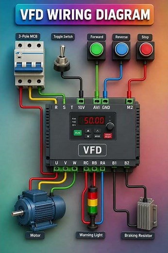 ⚡ Complete VFD Wiring Diagram Explained | Forward Reverse Motor Control 🔥
