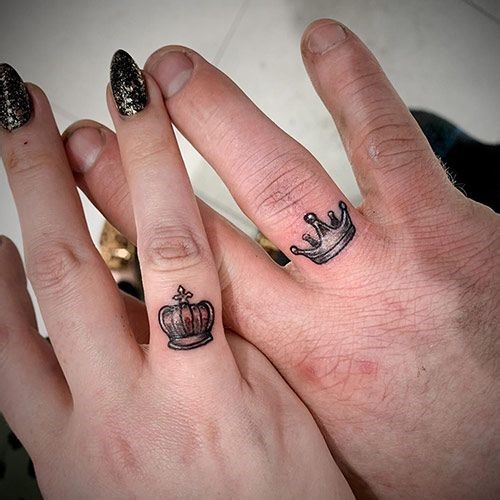 King and queen wedding ring tattoos | Honestweddingadvice.com