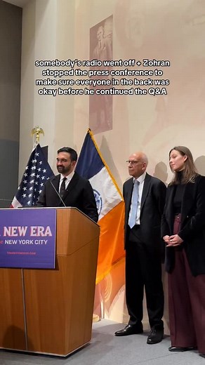 43K views · 4.8K reactions | It was a really weird noise that spooked us a bit, but it turned out to be a radio from one of the videographers. #zohranmamdani #mamdani #nyclife #pressconference #newyorkcity | Layla Taremi | Facebook