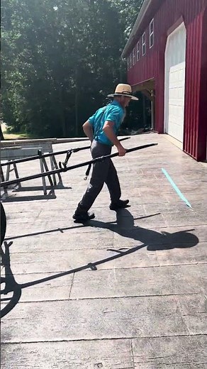 This is my Amish Twin Brother Levi Yoder putting his buggy away for the day in Huntingdon TN ￼
