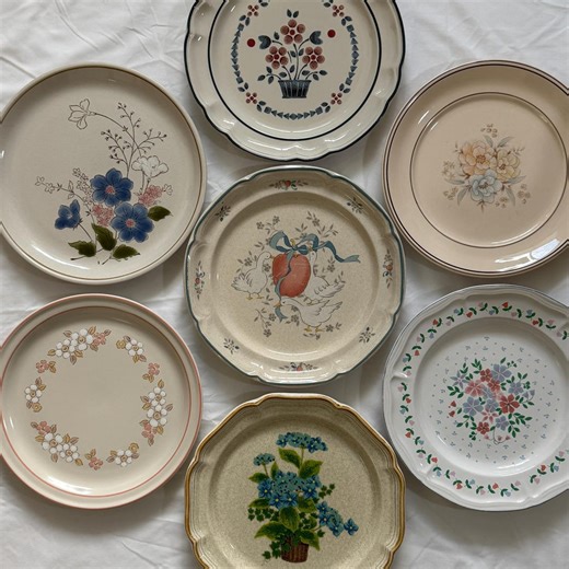 Vintage Stoneware Plate | CHOICE | Floral Pattern Dinnerware | Cottagecore Kitchen Decor | MCM Tableware | Mismatch Plate Wall Art - Etsy