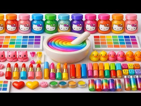 ASMR Slime Satisfatório 🌈 DIY Como Fazer Slime Arco-Íris com Maquiagem, Sombras, Brinquedos, Glitter