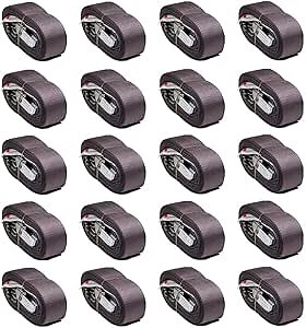 Mytee Products 20 Pack 2''x16' Logistic E-Track Cam Buckle Straps with Spring E-Fittings - 2500 lbs Breaking Strength - Cam Buckle Cargo Load Straps for Enclosed Semi Trailers, Box Trucks