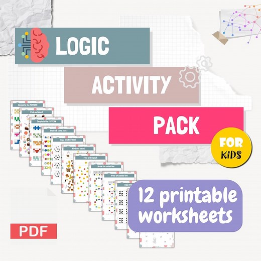 LOGIC ACTIVITY PACK for Kids Brain Teasers Printable Logic Worksheets Mind Games Activity Packs Math Puzzles Logical Thinking - Etsy