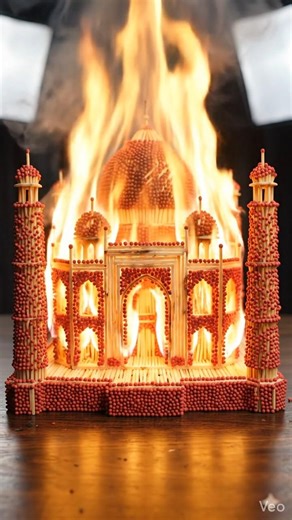 The Burning Taj:🔥 A Matchstick Masterpiece in Flames#MatchstickArt #TajMahal #SatisfyingVideo