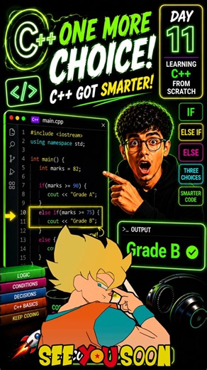 Day 11 of Learning C++ 🚀 | One More Choice Changed Everything! 🤯 #coding #programming #shorts #viral