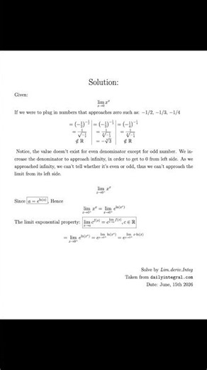 Limit of x to the power of x