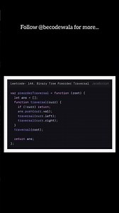 LeetCode 144 in 30s ⚡ | Binary Tree Preorder Traversal (JS)