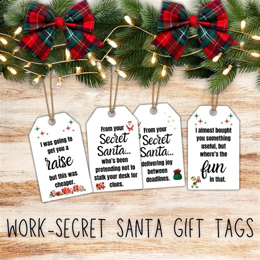 Work Secret Santa Gift Tags White Elephant Tags Coworking Friends Christmas Exchange Game Gift Tag Holiday Christmas Funny Santa Gift Tags - Etsy