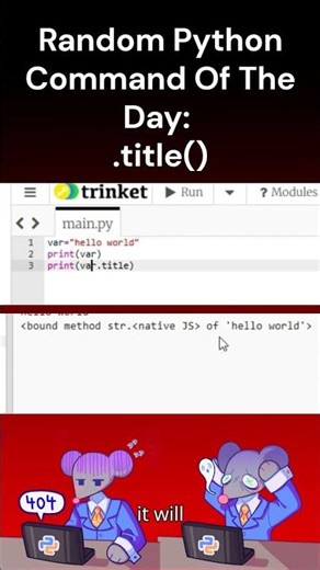 Random Python Command Of The Day, .title() #coding #python #programming