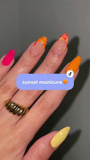 How to Create Sunset Marble French Tip Nails at Home