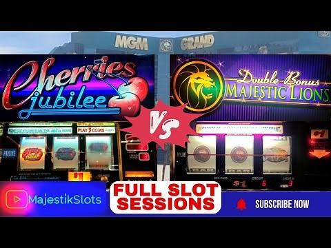 Cherries 🍒 Jubilee & Double Bonus Majestic 🦁🦁Lions Slot Machines 🎰 BIG SAVE at MGM GRAND!