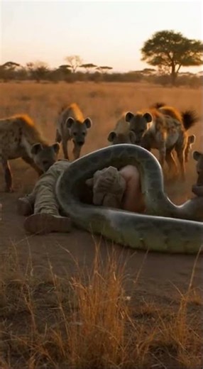 Hyenas vs Python vs Man—A Three-Way Fight #savanna #brutal