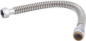 SharkBite 3/4 Inch x 3/4 Inch FIP x 18 Inch Stainless Steel Corrugated Flexible Water Heater Connector, Push To Connect Brass Plumbing Fitting, PEX Pipe, Copper, CPVC, PE-RT, HDPE, SS3088FLEX18LF